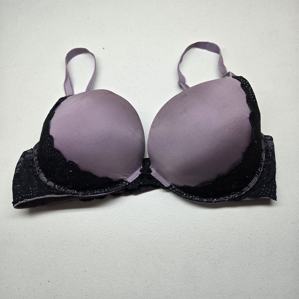 Torrid Women Bra 38DD Purple T Shirt Underwired Lace Bow READ